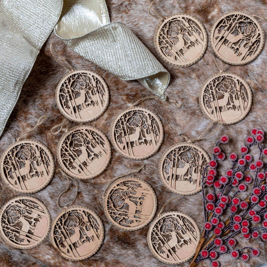 King of Christmas Rustic Reindeer Ornaments (12 Pack)