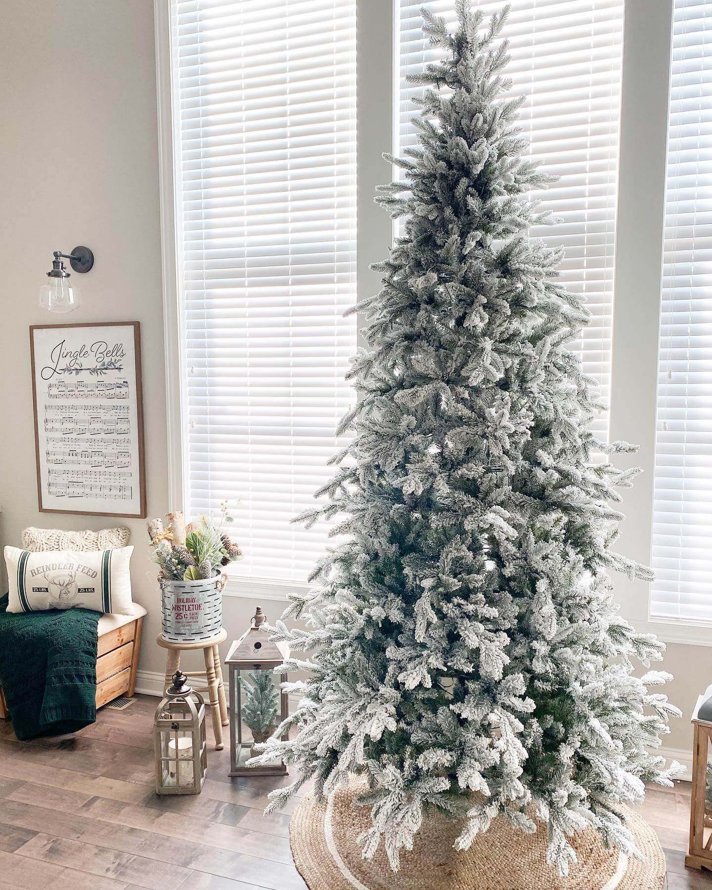 King of Christmas 7.5' Queen Flock® Slim Artificial Christmas Tree With 650 Warm White LED Lights