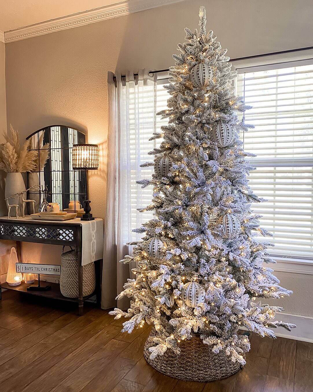 King of Christmas 7.5' Queen Flock® Slim Artificial Christmas Tree Unlit