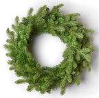 24 in Cypress Spruce artificial Christmas wreath, unlit, on a white background