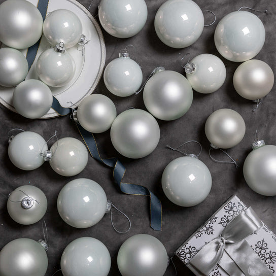 King of Christmas White Essential Glass Ornaments (24 Pack)