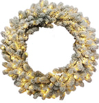 King of Christmas 36″ King Flock Wreath With 150 Warm White LED Lights (Plug Operated)