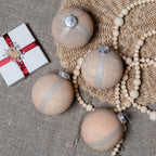 King of Christmas Rustic Stripe Glass Ornaments (4 Pack)