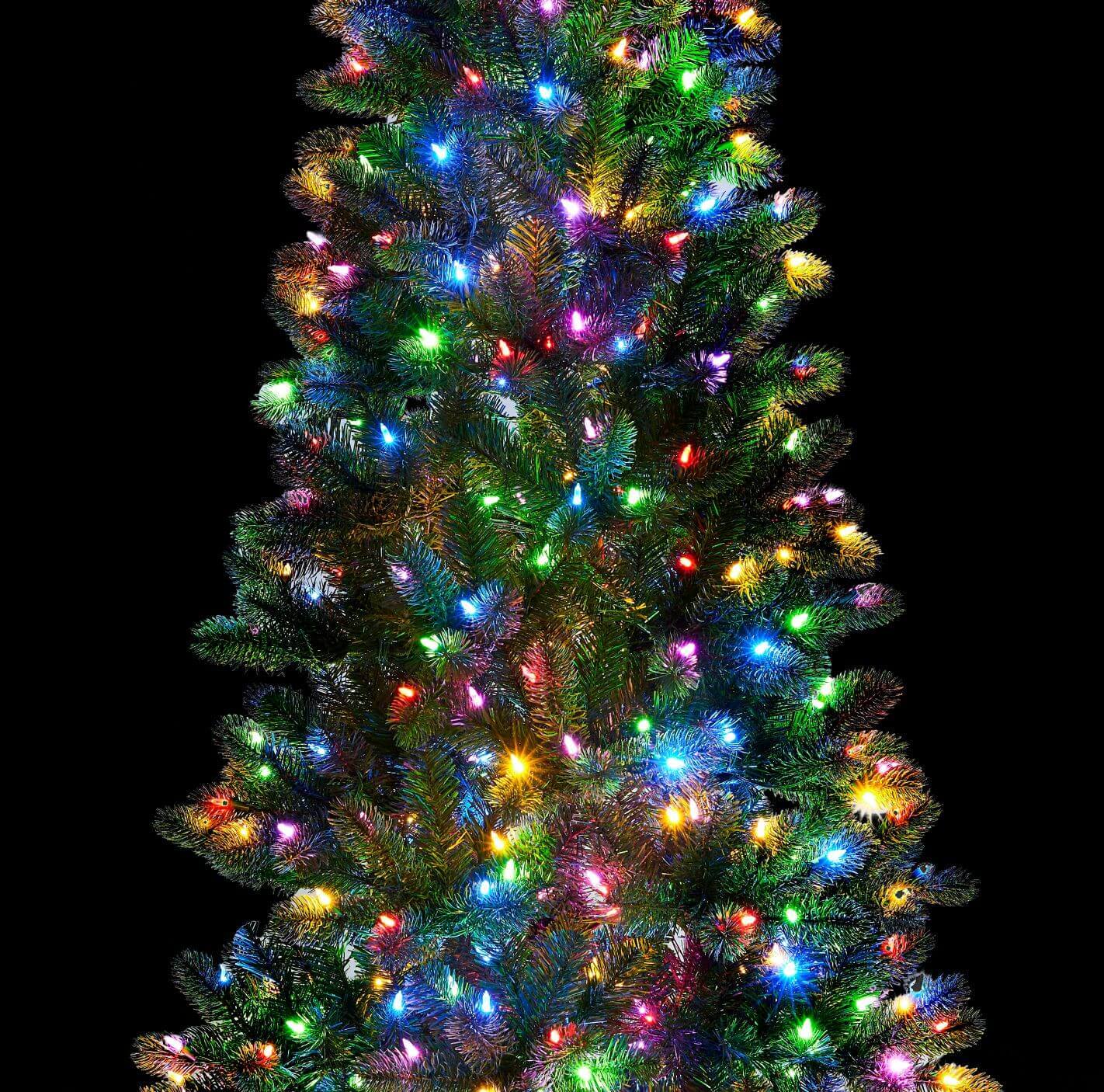 King of Christmas 7.5 King Douglas Fir Slim Quick-Shape Artificial Christmas Tree with 650 Warm White & Multi-Color LED Lights