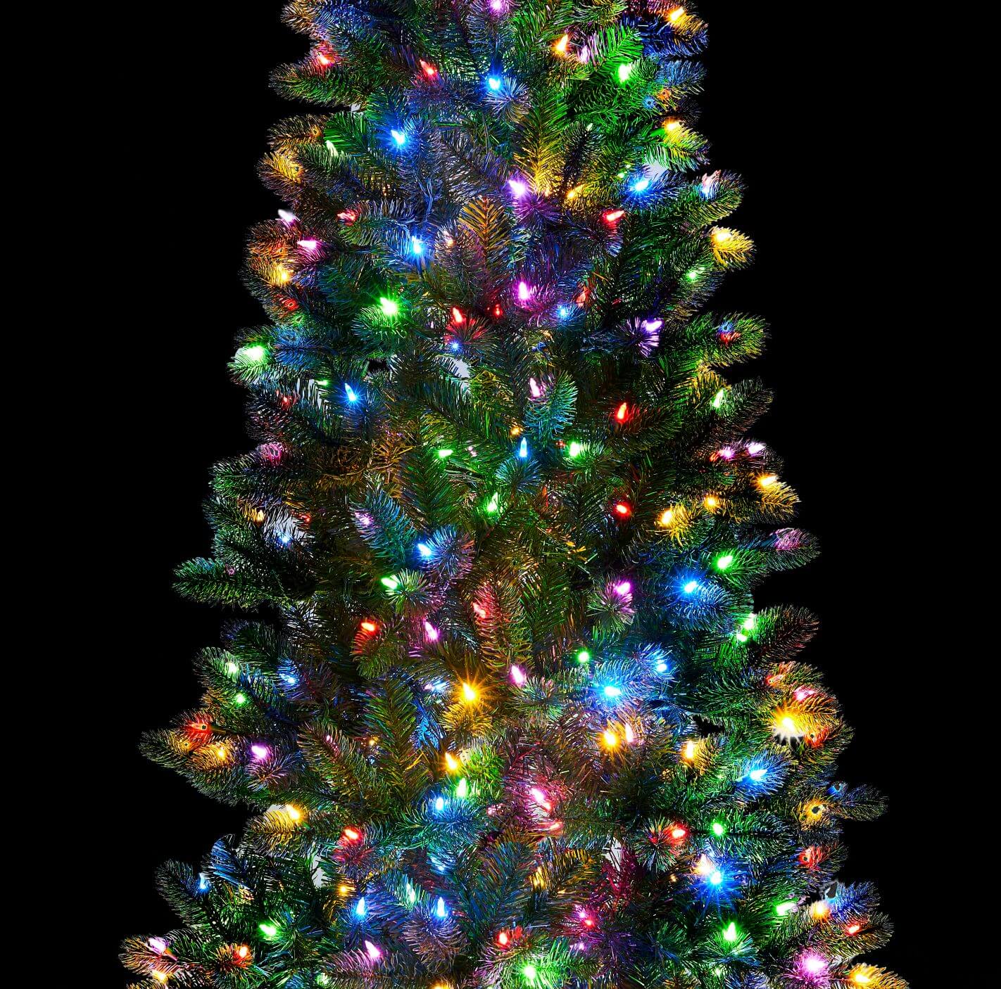King of Christmas 9' King Douglas Fir Slim Quick-Shape Artificial Christmas Tree with 750 Warm White & Multi-Color LED Lights