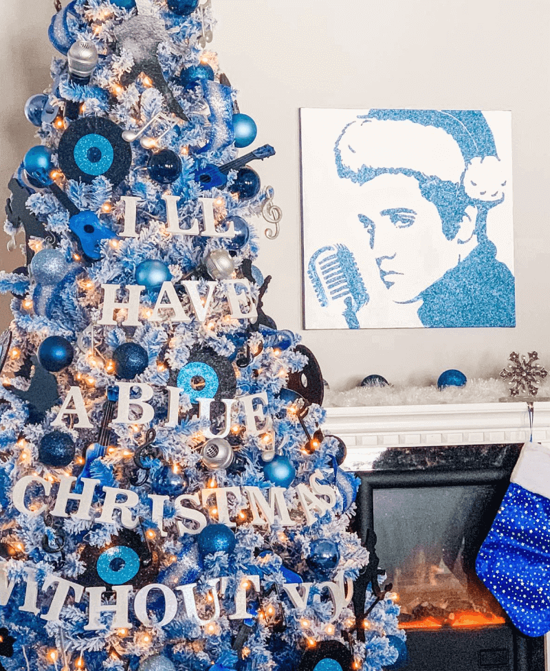 King of Christmas 6.5' Duchess Blue Flock Artificial Christmas Tree with 500 Warm White LED Lights