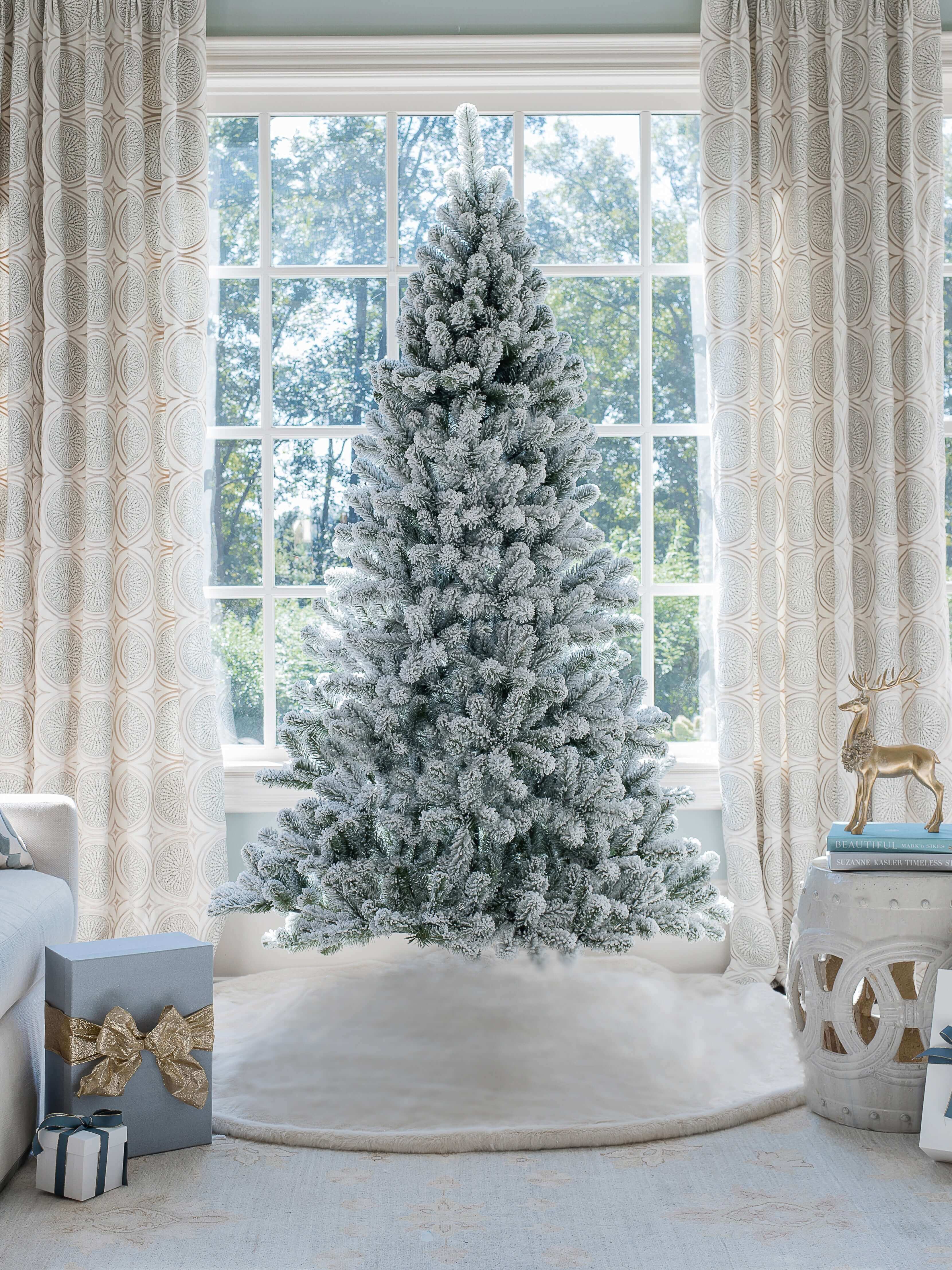 King of Christmas (OPEN BOX) 7' PRINCE FLOCK® TREE 400 WARM WHITE LED LIGHTS, FINAL SALE