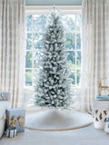King of Christmas 9' King Flock® Slim Artificial Christmas Tree Unlit