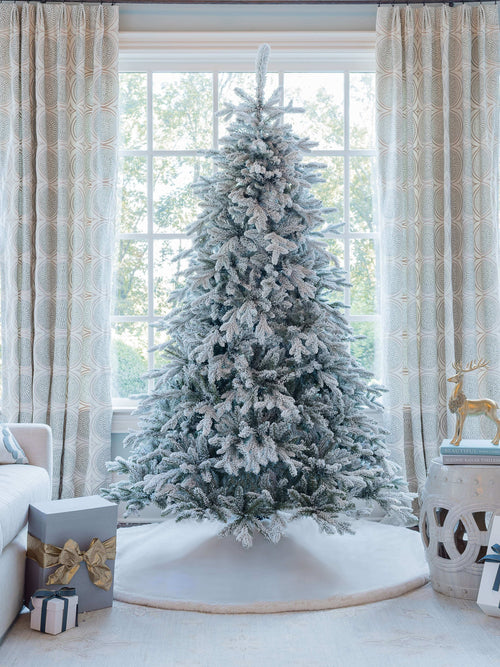 King of Christmas 6.5' Queen Flock® Artificial Christmas Tree with 650 Warm White LED Lights