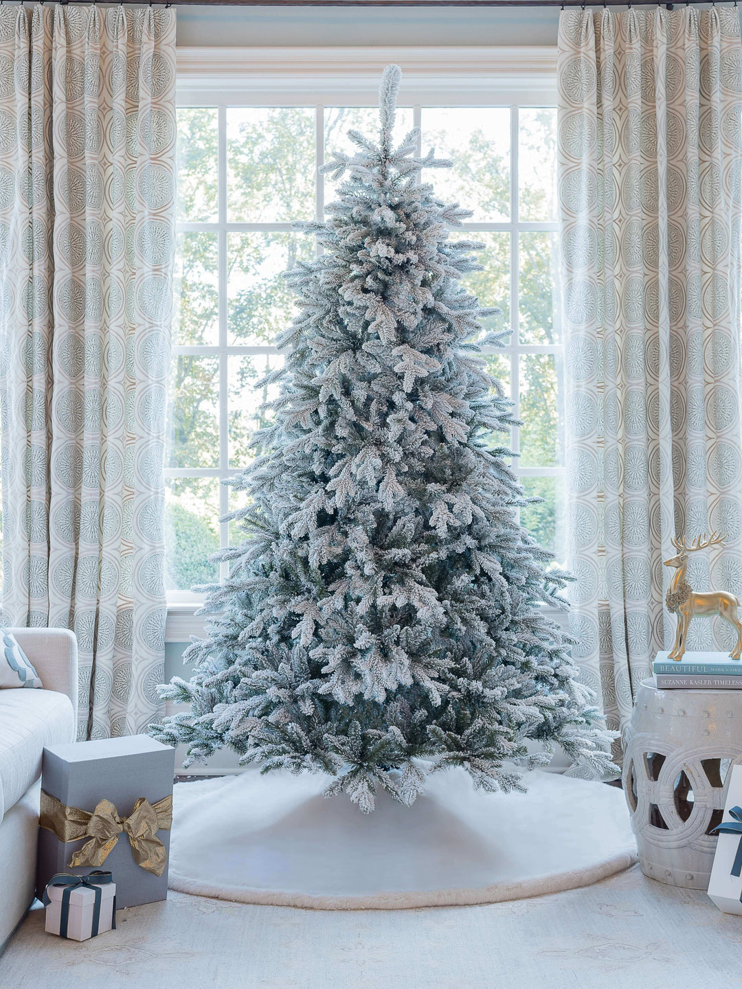 King of Christmas 6.5' Queen Flock® Artificial Christmas Tree Unlit