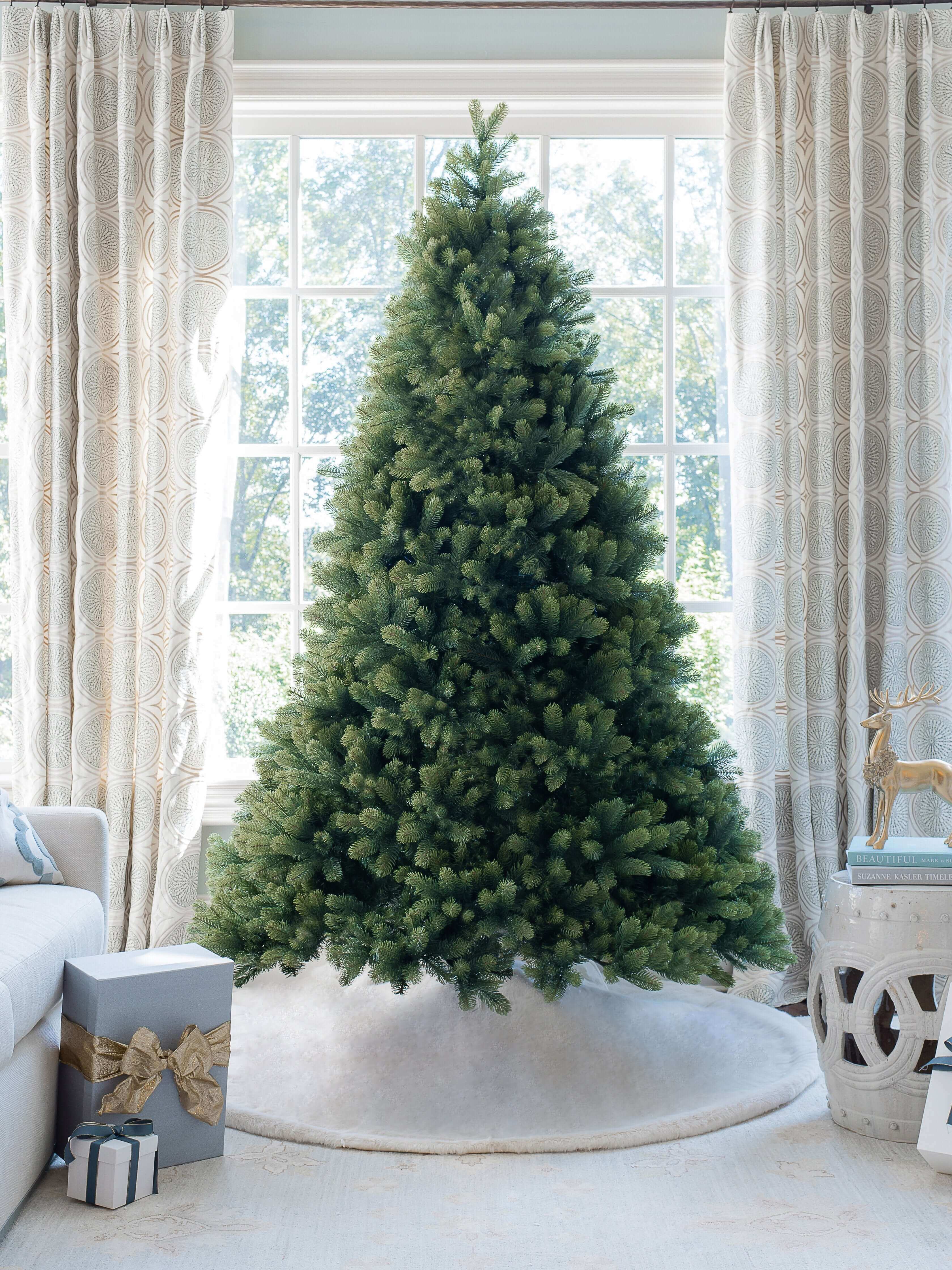 King of Christmas 9' Royal Fir Quick-Shape Artificial Christmas Tree with 1200 Warm White & Multi-Color LED Lights