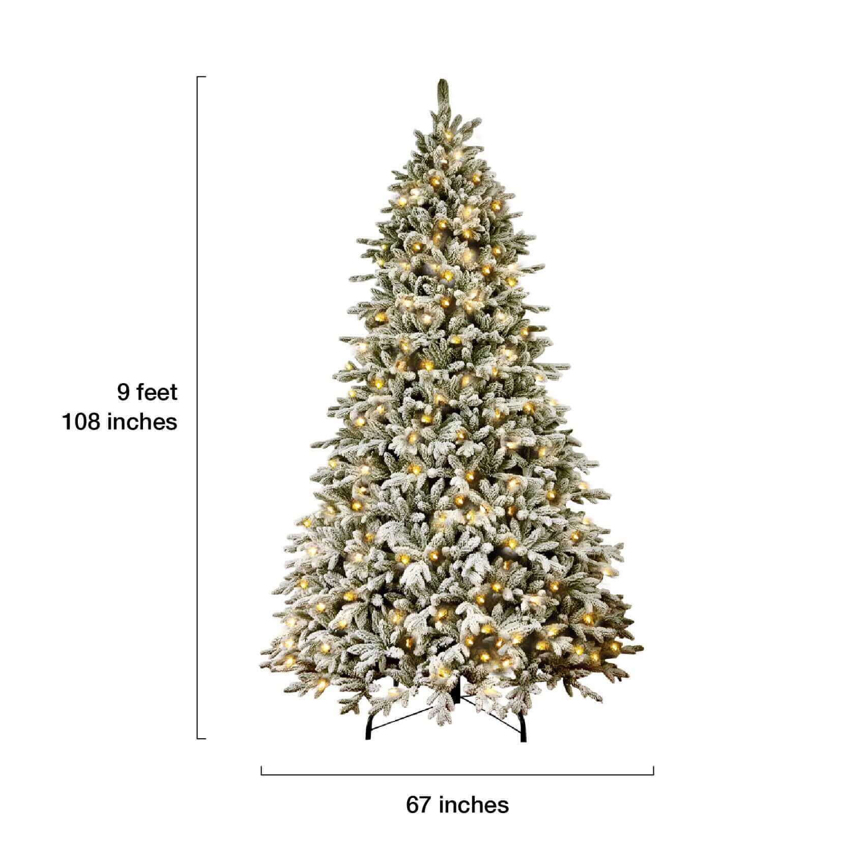 King of Christmas (OPEN BOX) 9' Queen Flock® Artificial Tree Warm White LED Lights. FINAL SALE