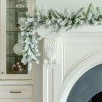 King of Christmas 9' x 12" King Flock® Garland with LED Lights (Plug Operated)