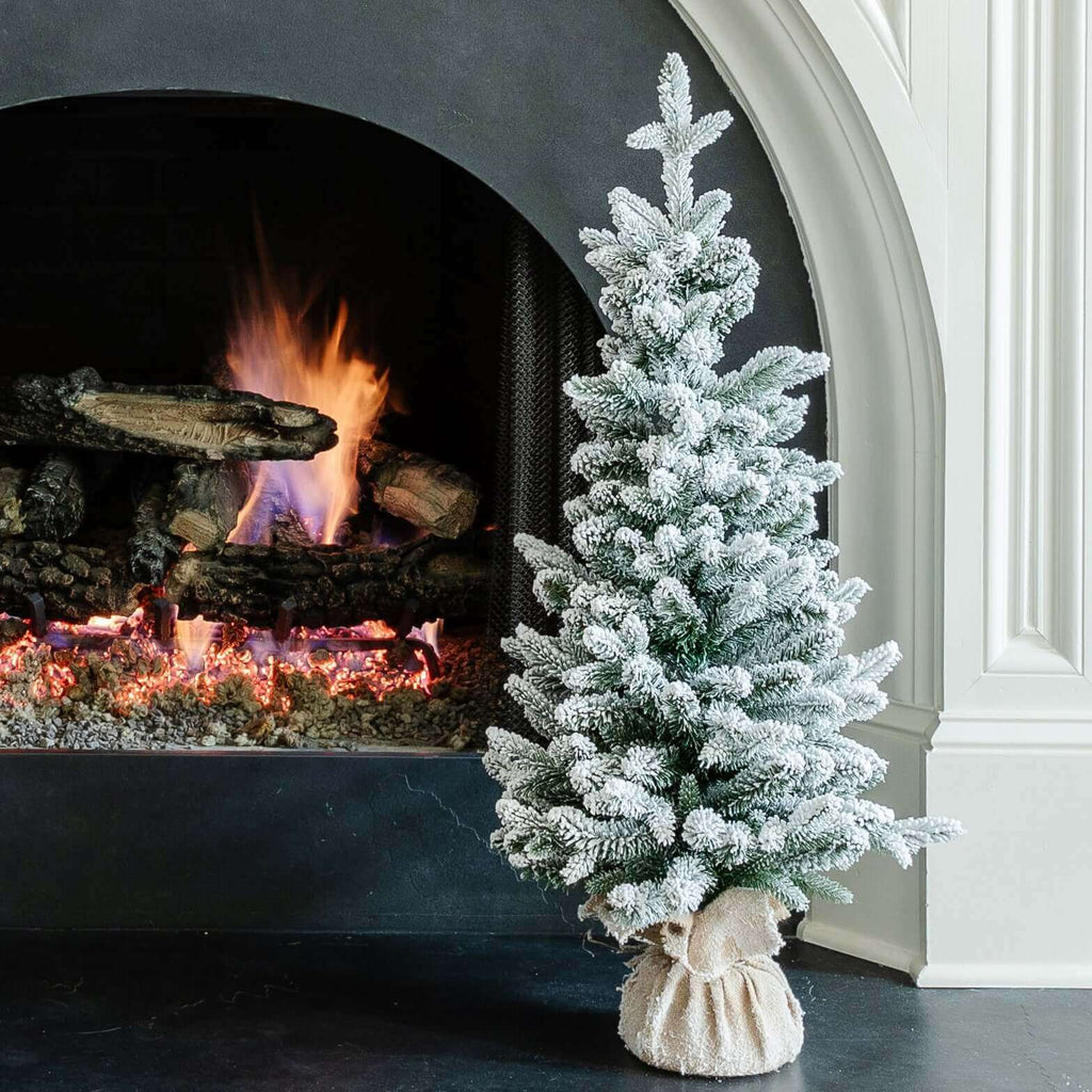 King of Christmas 3' Queen Flock® Artificial Christmas Tabletop Tree Unlit
