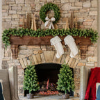 King of Christmas Royal Fir Collection 4-Piece Set with Warm White LED Lights (Battery Plug Operated)