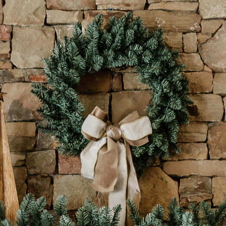 King of Christmas 24" Tribeca Spruce Blue Wreath with Warm White LED Lights (Battery Operated)