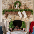 King of Christmas Yorkshire Fir Collection 4-Piece Set with Warm White LED Lights (Battery Operated)