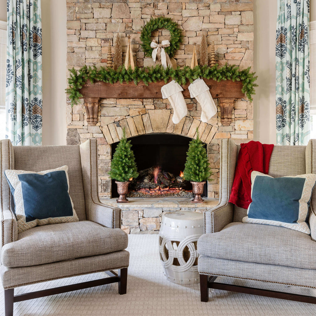 King of Christmas Yorkshire Fir Collection 4-Piece Set with Warm White LED Lights (Battery Operated)