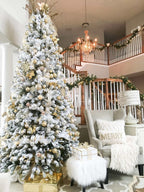 King of Christmas 9' King Flock® Artificial Christmas Tree with 1100 Warm White LED Lights