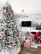 King of Christmas 9' King Flock® Artificial Christmas Tree with 1100 Warm White LED Lights