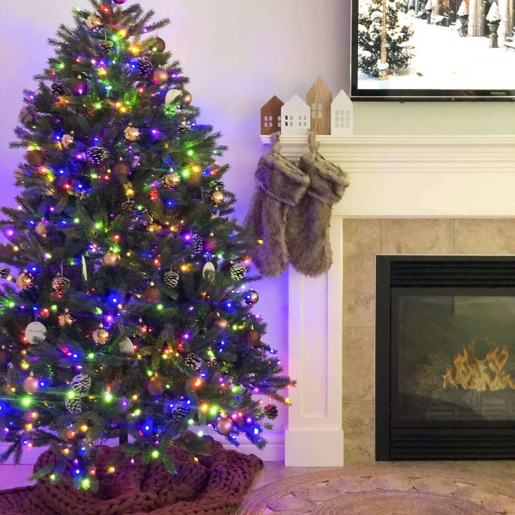King of Christmas 10' King Fraser Fir Quick-Shape Artificial Christmas Tree with 1600 Warm White & Multi-Color LED Lights
