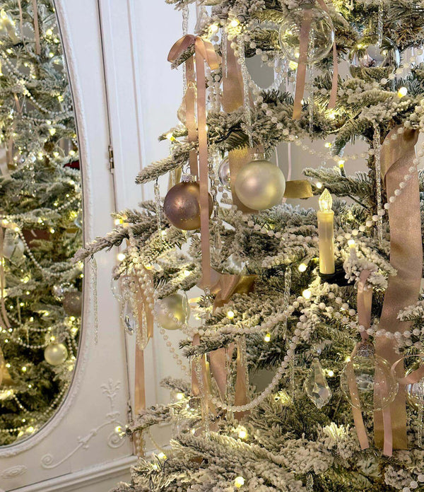 7' King Noble Flock Artificial Christmas Tree with 500 Warm White LED