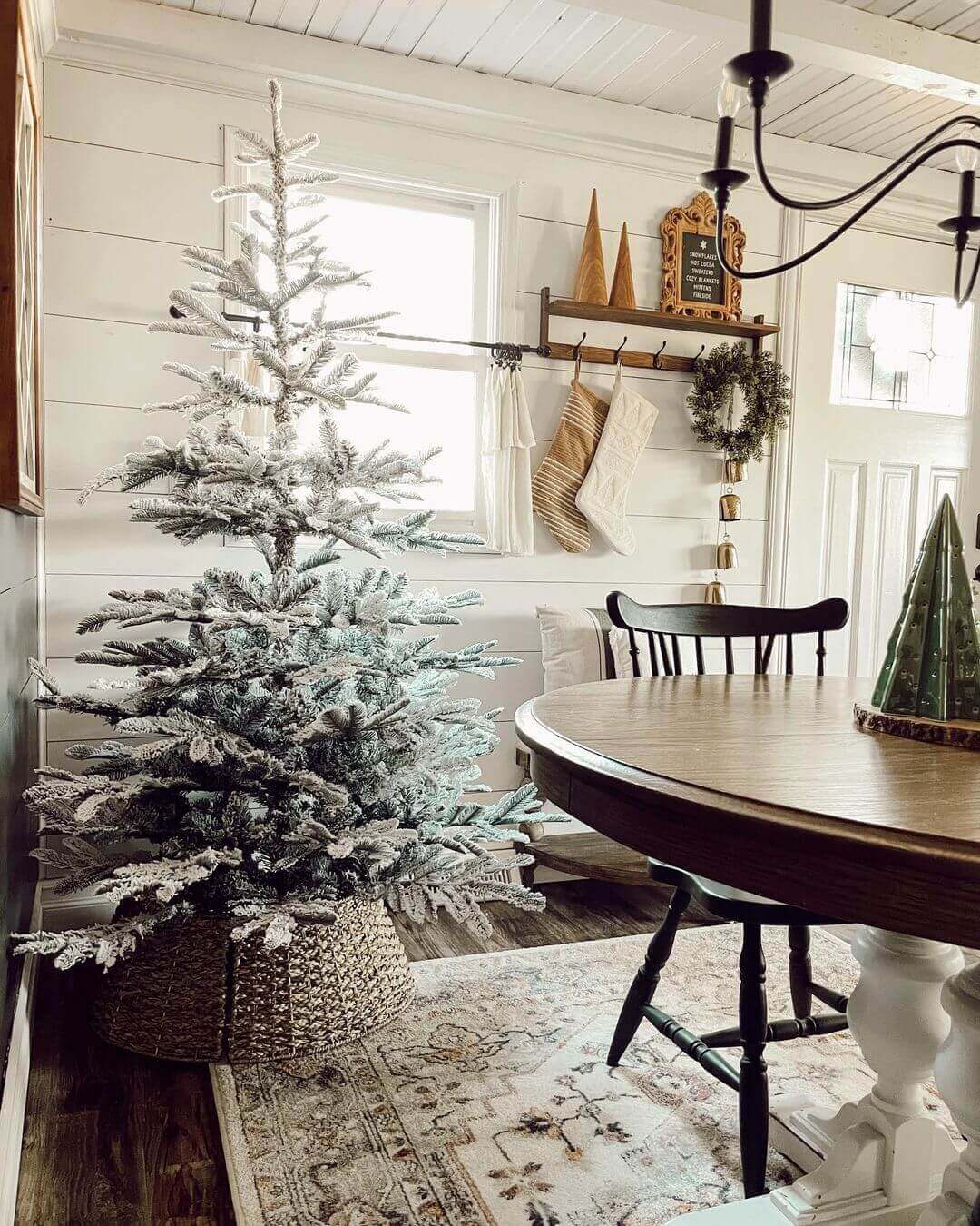 7 King Noble Flock Artificial Christmas Tree with 500 Warm White LED