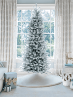 King of Christmas 12' King Flock® Slim Artificial Christmas Tree Unlit