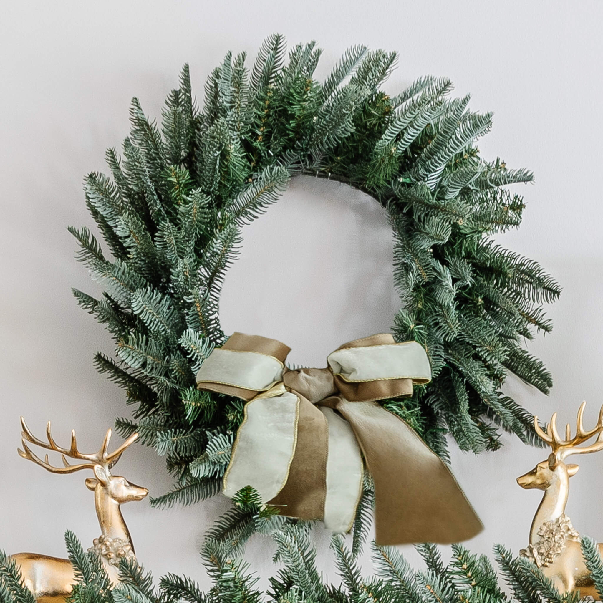 King of Christmas 24" King Noble Fir Wreath with Warm White LED Lights (Battery Operated)