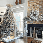 King of Christmas 9' King Flock® Artificial Christmas Tree with 1100 Warm White LED Lights