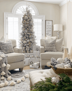 King of Christmas 12' King Flock® Slim Quick-Shape Artificial Christmas Tree with 1250 Warm White LED Lights