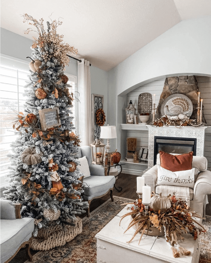 King of Christmas 9' King Flock® Slim Artificial Christmas Tree with 900 Warm White LED Lights