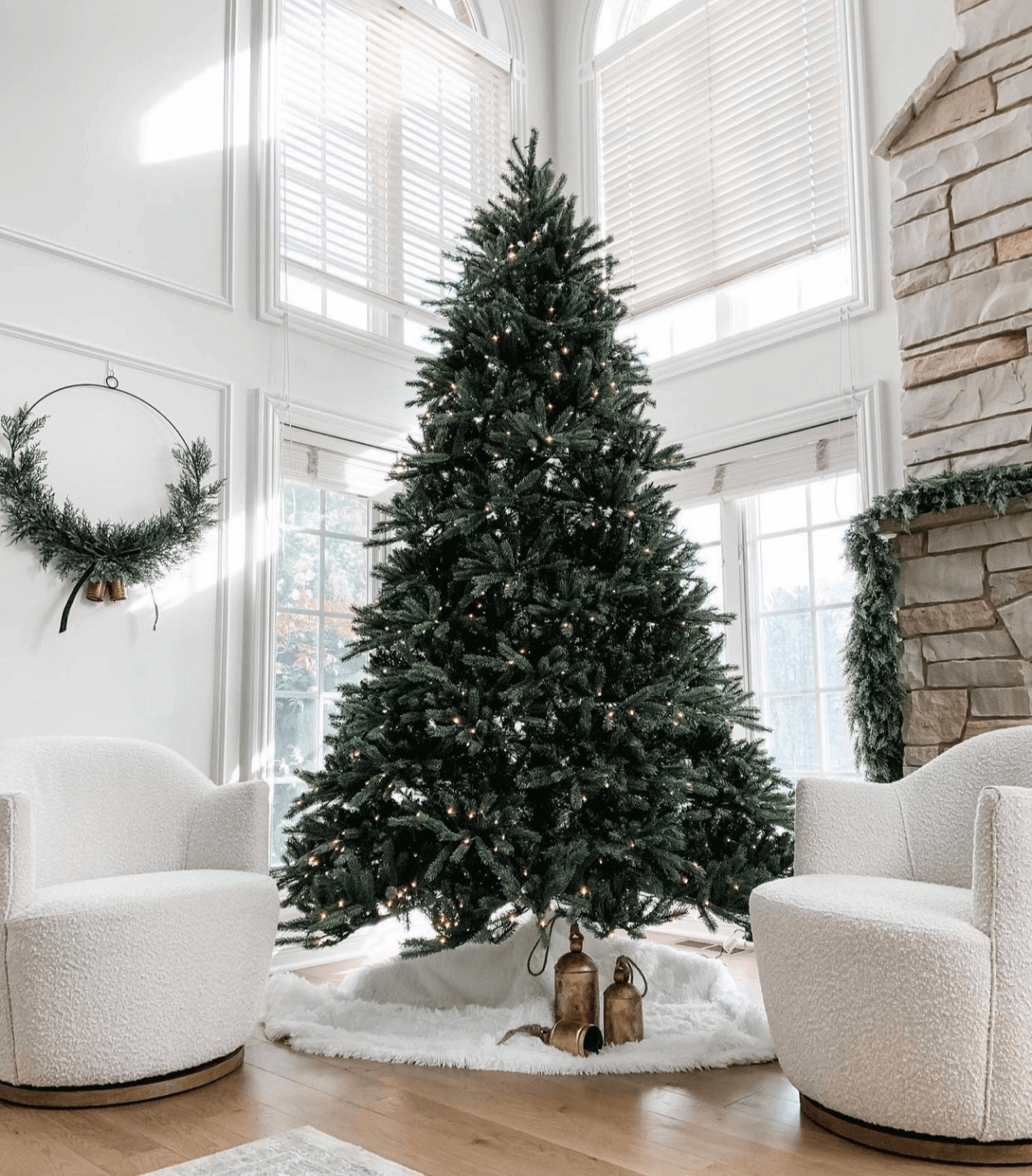 King of Christmas 9' King Fraser Fir Quick-Shape Artificial Christmas Tree with 1200 Warm White & Multi-Color LED Lights