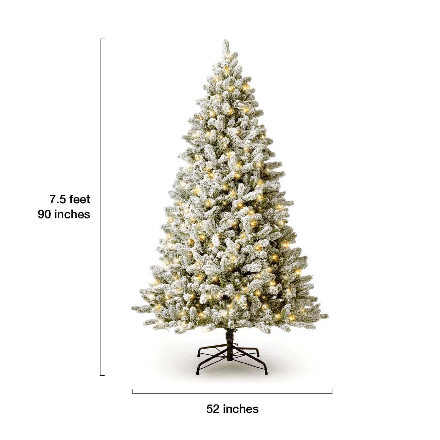 King of Christmas (OPEN BOX) 7.5' KING FLOCK® ARTIFICIAL TREE 800 WARM WHITE LED LIGHTS FINAL SALE