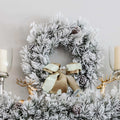 King of Christmas 24" Marquis Flock Wreath with 50 Warm White Led Lights (Battery Operated)