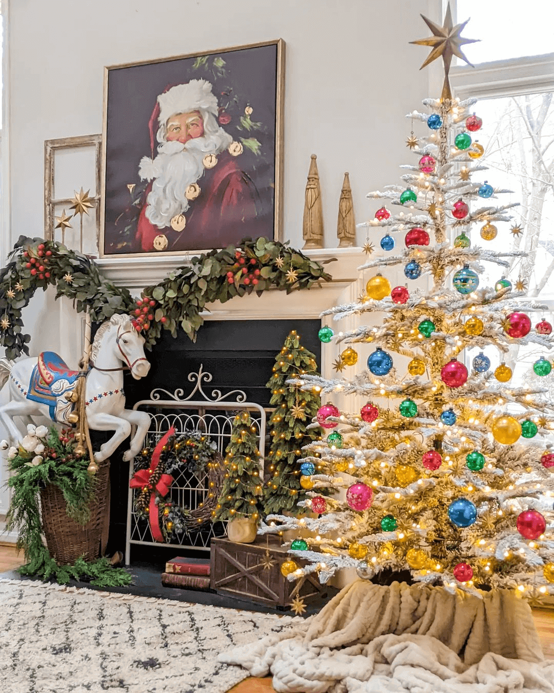 King of Christmas 8' King Noble Flock Artificial Christmas Tree Unlit
