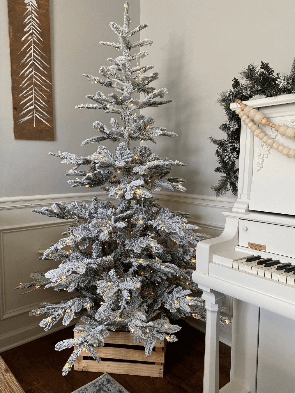 King of Christmas 8' King Noble Flock Artificial Christmas Tree with 600 Warm White LED Lights