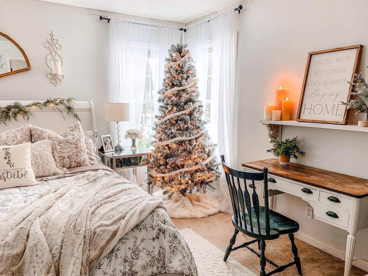 King of Christmas (OPEN BOX) 7' PRINCE FLOCK® TREE 400 WARM WHITE LED LIGHTS, FINAL SALE