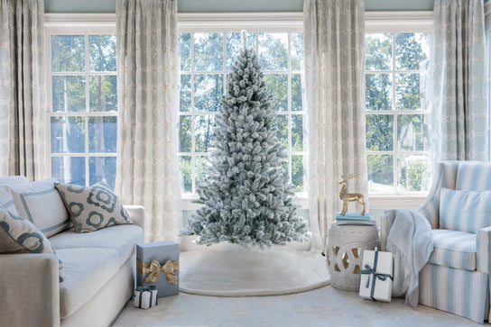 King of Christmas (OPEN BOX) 9' Prince Flock® Tree with 650 Warm White LED Lights, FINAL SALE