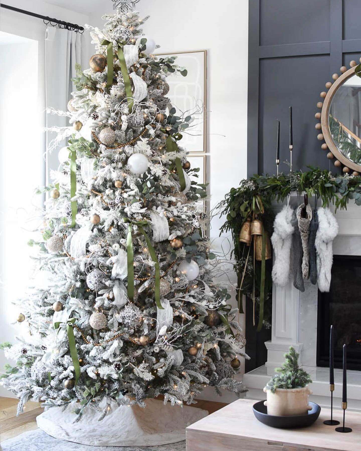 King of Christmas 10' Queen Flock® Artificial Christmas Tree Unlit