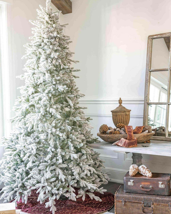 9 Foot Queen Flock™ Artificial Christmas Tree Unlit