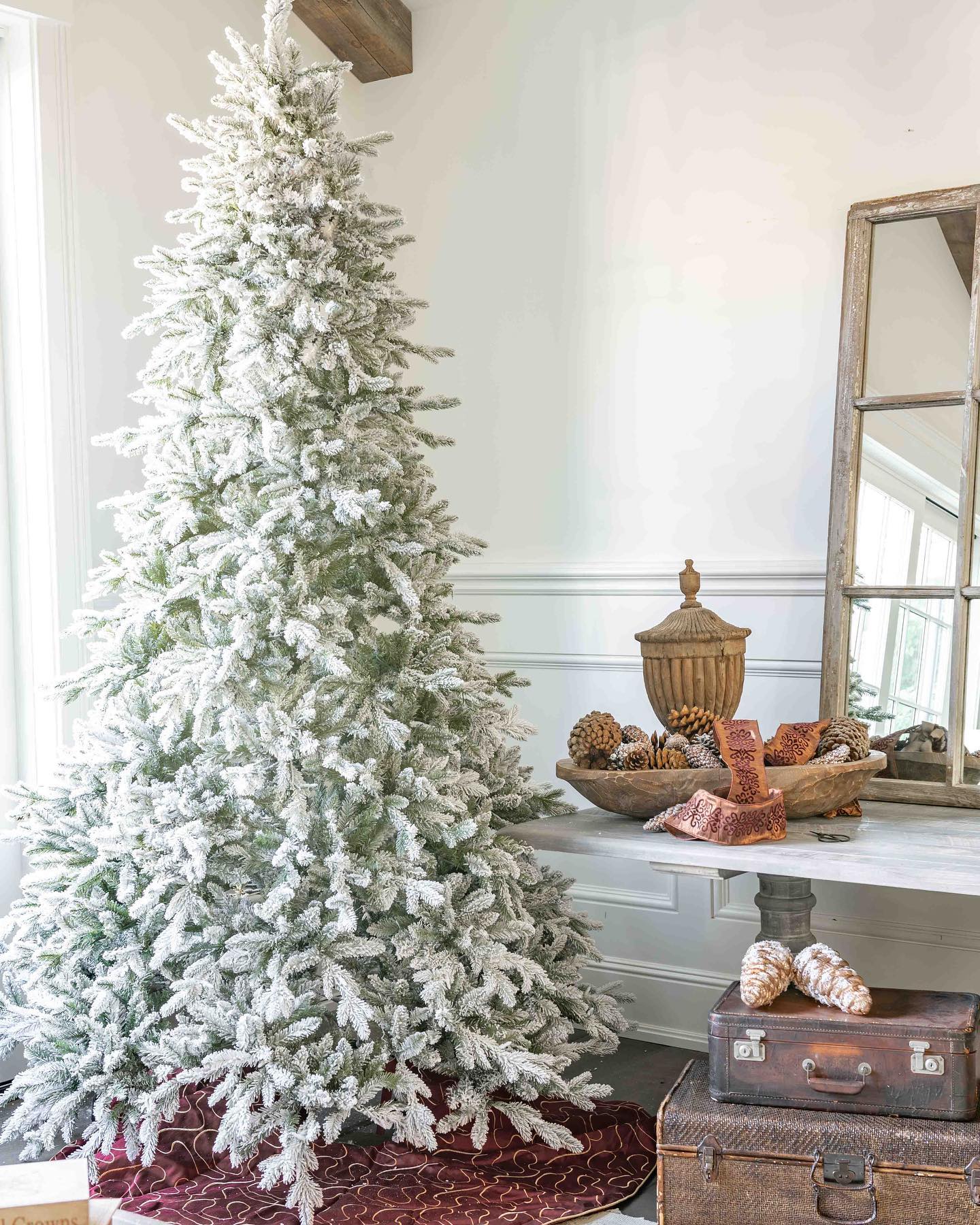 King of Christmas 10' Queen Flock® Artificial Christmas Tree Unlit