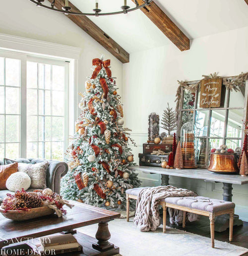 King of Christmas 7.5' Queen Flock® Artificial Christmas Tree Unlit