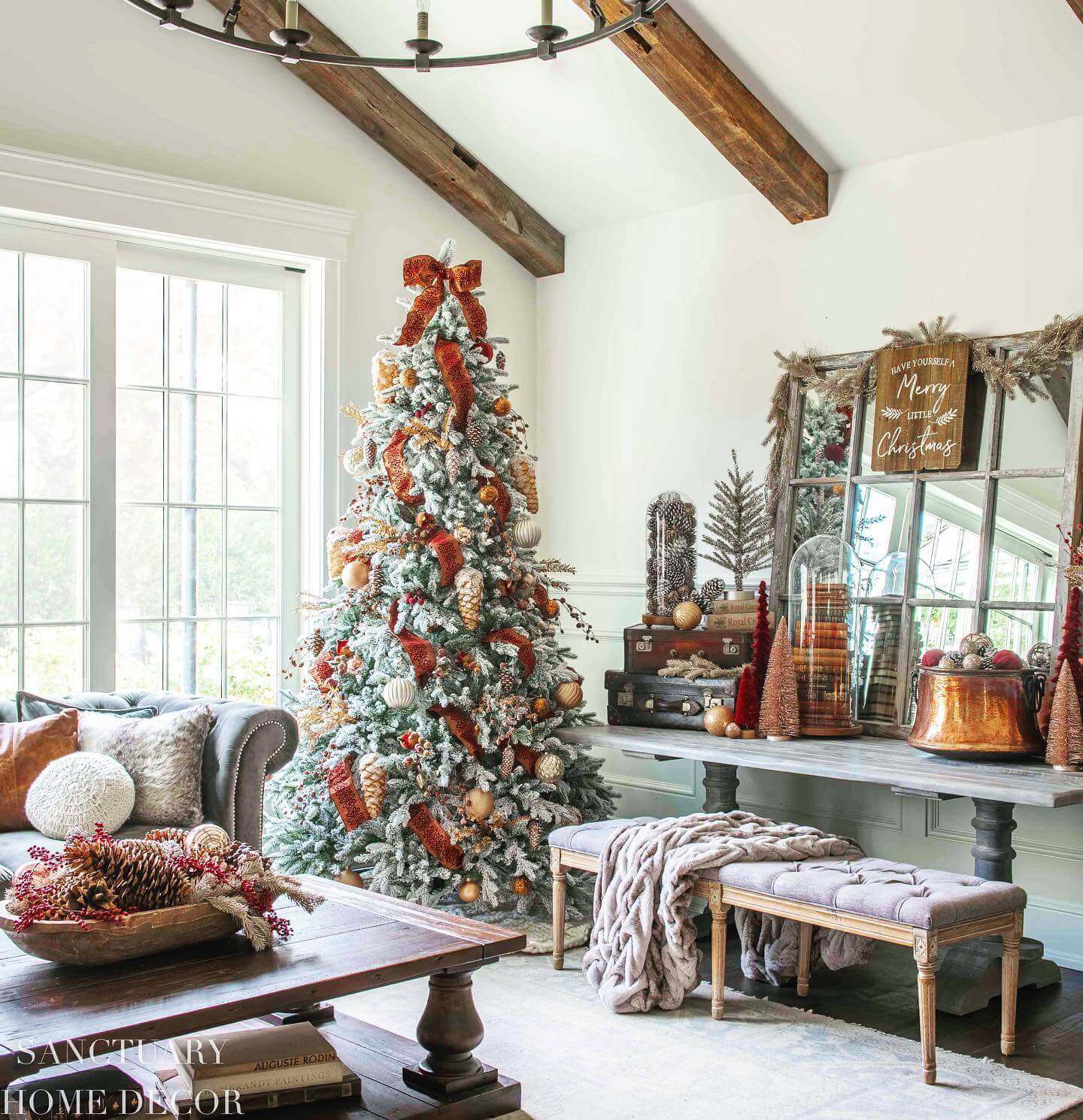 Farmhouse Christmas  Tree branch decor, Farmhouse christmas, Pine cone  decorations