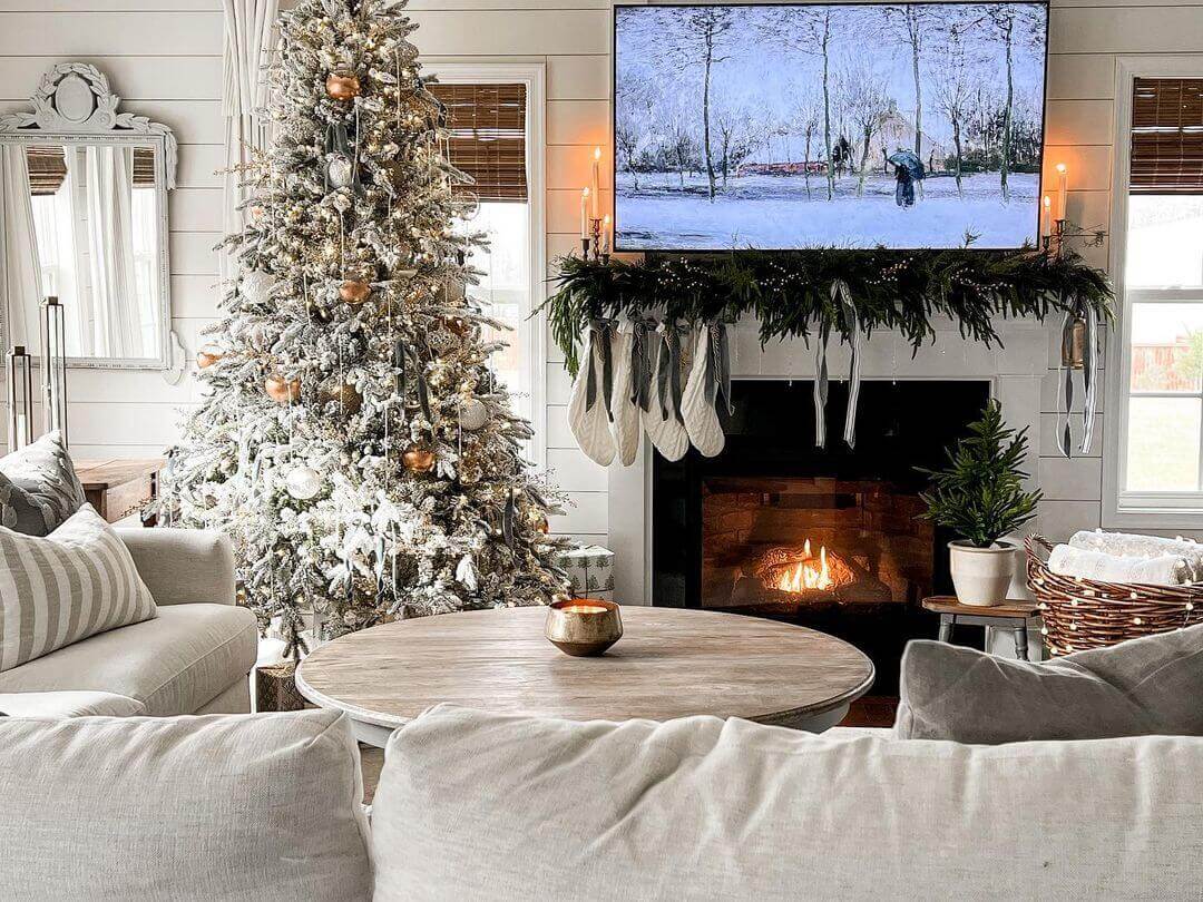 King of Christmas 7.5' Queen Flock® Artificial Christmas Tree with 800 Warm White LED Lights