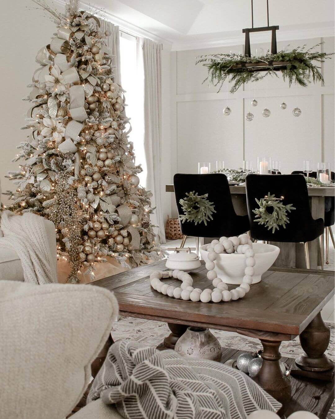 King of Christmas 9' Queen Flock® Artificial Christmas Tree with 1100 Warm White LED Lights