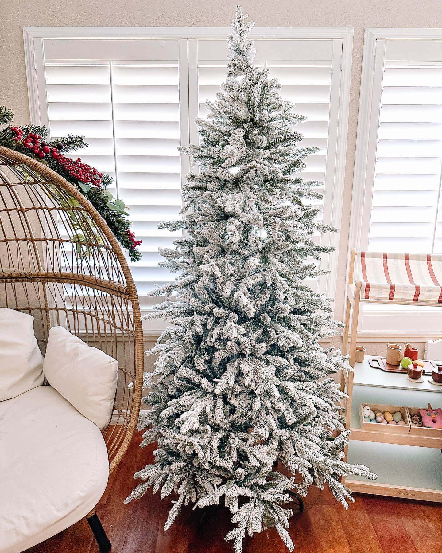 King of Christmas 7.5' Queen Flock® Slim Artificial Christmas Tree Unlit