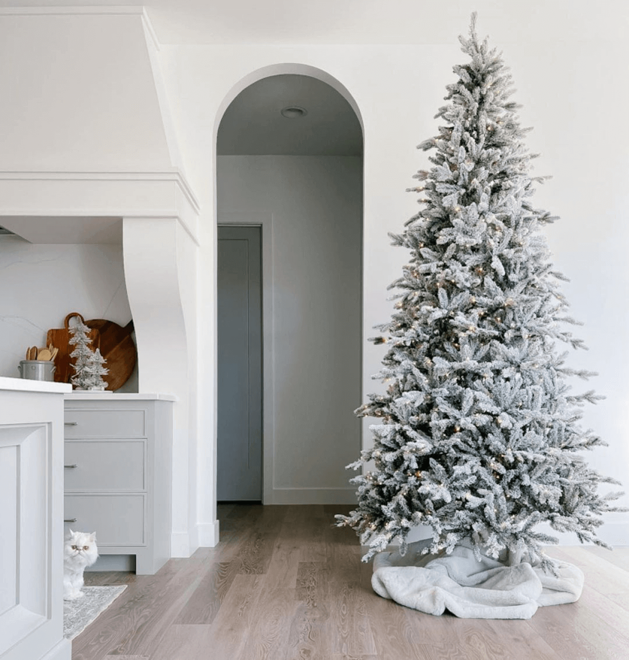 King of Christmas 8' Queen Flock® Slim Artificial Christmas Tree With 700 Warm White LED Lights