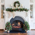 King of Christmas Redwood Collection 4-Piece Set with Warm White LED Lights (Battery Operated)