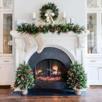 King of Christmas Redwood Collection 4-Piece Set with Warm White LED Lights (Battery Operated)